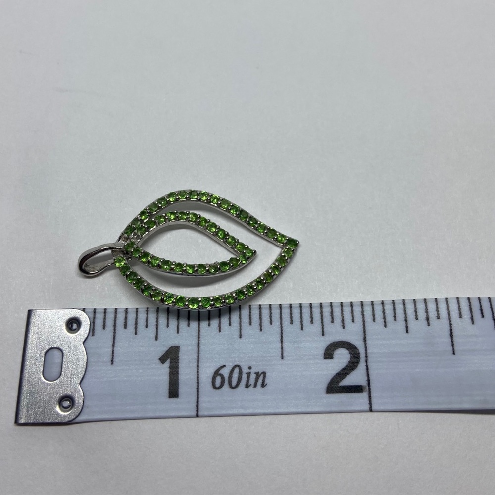 Sts Solid 10kt White Gold Colored Stone Pendant - image 4